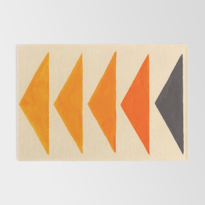 Vintage Scandinavian Orange Geometric Triangle Pattern Rug Gallery Image 2