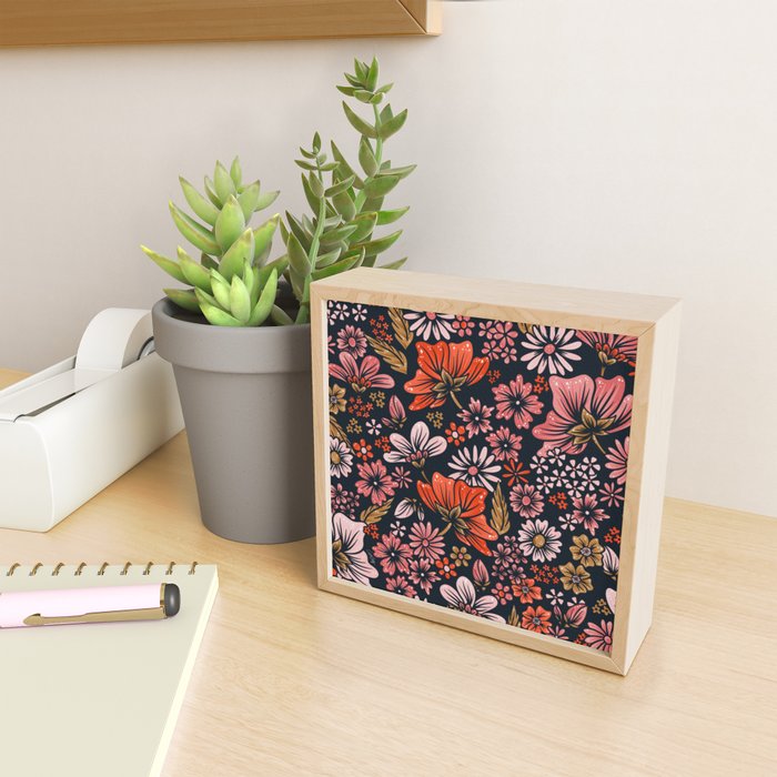 Retro Flower Power - Denim & Pink Mini Art Print Gallery Image 2
