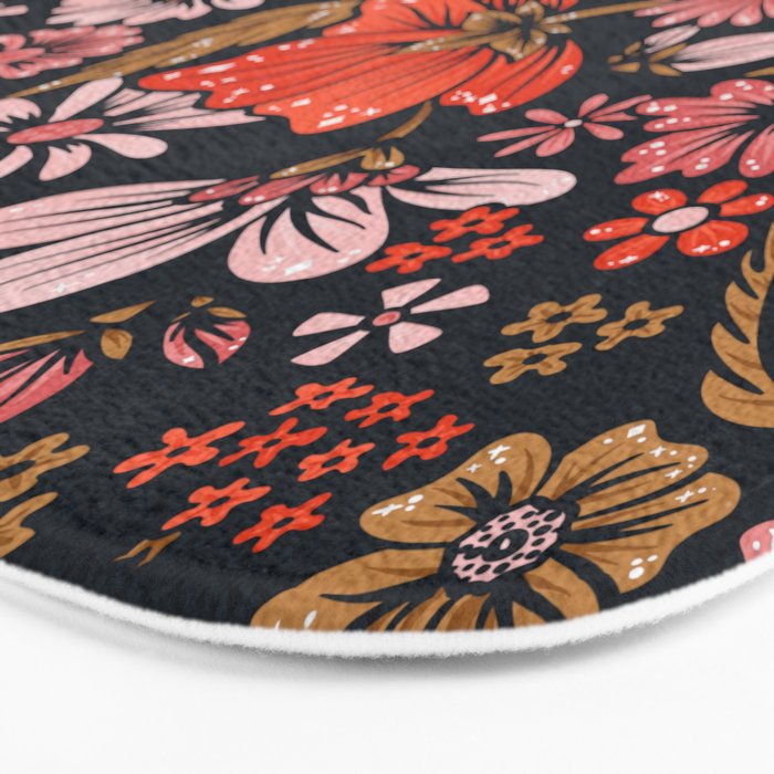 Retro Flower Power - Denim & Pink Bath Mat Gallery Image 3