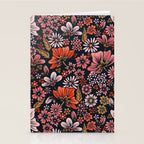 Retro Flower Power - Denim & Pink Stationery Card Gallery Image 2
