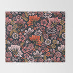 Retro Flower Power - Denim & Pink Throw Blanket Gallery Image 2