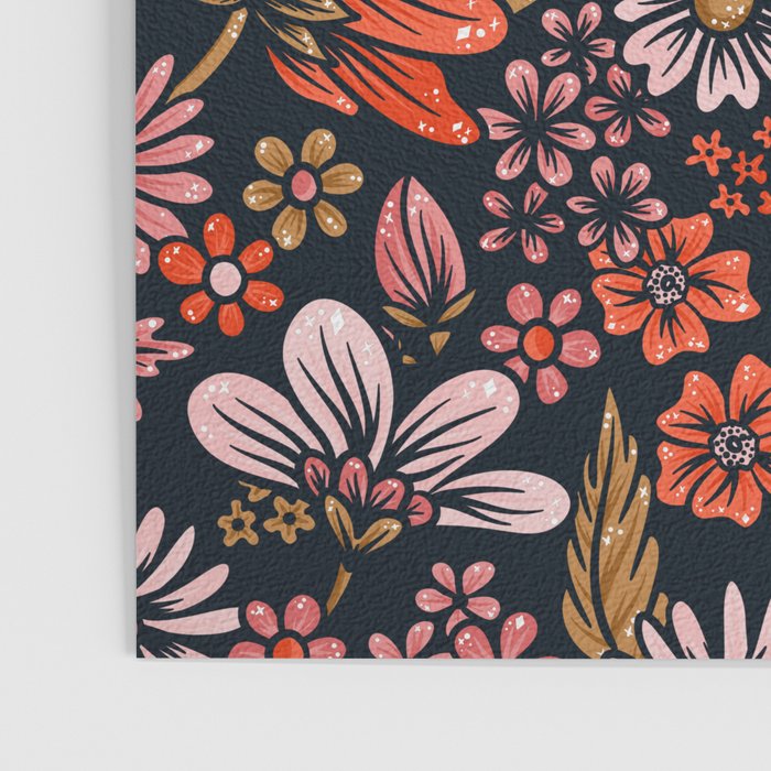 Retro Flower Power - Denim & Pink Poster Gallery Image 3