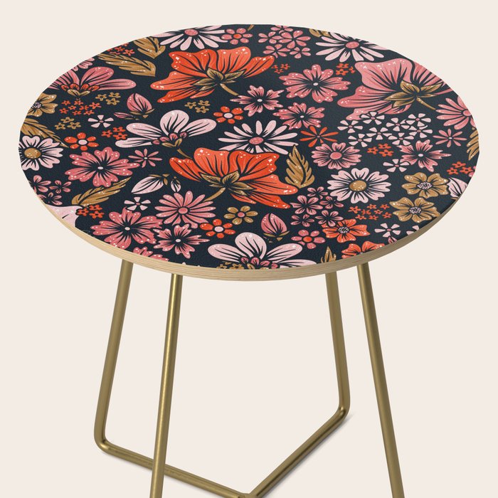 Retro Flower Power - Denim & Pink Side Table Gallery Image 2