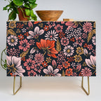 Retro Flower Power - Denim & Pink Credenza Gallery Image 1