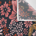 Retro Flower Power - Denim & Pink Wall Tapestry Gallery Image 3
