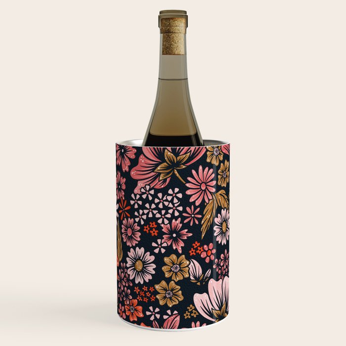 Retro Flower Power - Denim & Pink Wine Chiller Gallery Image 3
