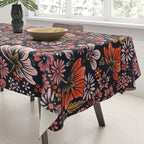 Retro Flower Power - Denim & Pink Tablecloth Gallery Image 3