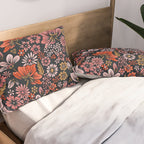 Retro Flower Power - Denim & Pink Pillow Sham Gallery Image 2