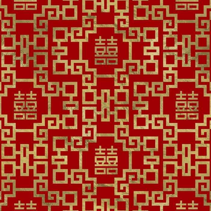 Chinese Pattern Double Happiness Symbol Gold on Red Coffee Mug Gallery Image 2