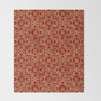 Chinese Pattern Double Happiness Symbol Gold on Red Throw Blanket Gallery Image 2