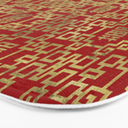 Chinese Pattern Double Happiness Symbol Gold on Red Bath Mat Gallery Image 3