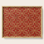 Chinese Pattern Double Happiness Symbol Gold on Red Serving Tray Gallery Image 1