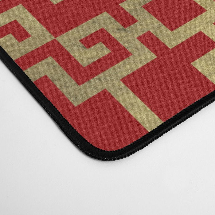 Chinese Pattern Double Happiness Symbol Gold on Red Desk Mat Gallery Image 4