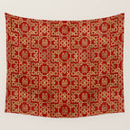 Chinese Pattern Double Happiness Symbol Gold on Red Wall Tapestry Gallery Image 4