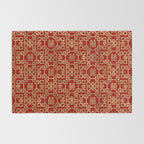Chinese Pattern Double Happiness Symbol Gold on Red Rug Gallery Image 2