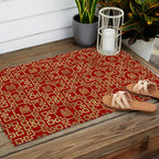 Chinese Pattern Double Happiness Symbol Gold on Red Outdoor Rug Gallery Image 2