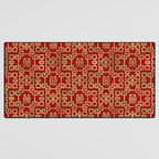 Chinese Pattern Double Happiness Symbol Gold on Red Desk Mat Gallery Image 3