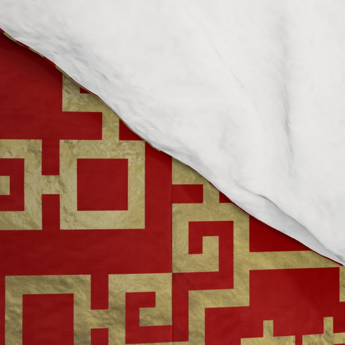 Chinese Pattern Double Happiness Symbol Gold on Red Comforter Gallery Image 4