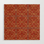 Chinese Pattern Double Happiness Symbol Gold on Red Wood Wall Art Gallery Image 1