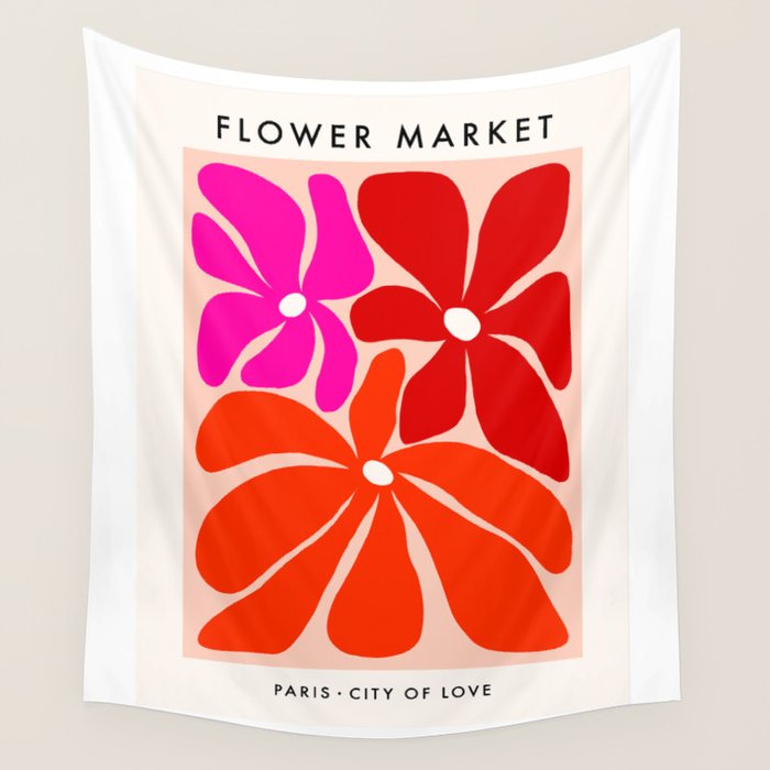 Groovy flower market from city of love Wall Tapestry Gallery Image 1