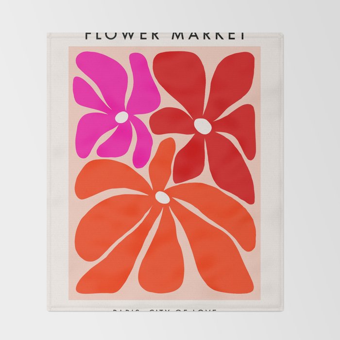 Groovy flower market from city of love Throw Blanket Gallery Image 2
