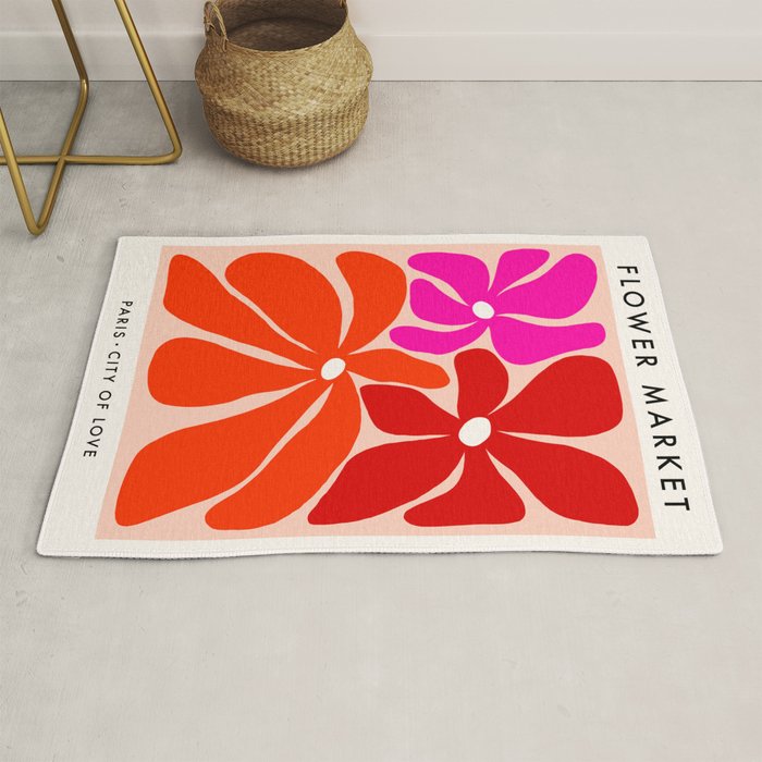 Groovy flower market from city of love Rug Gallery Image 1