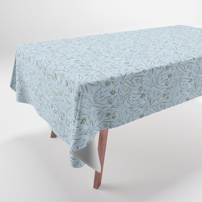 Blue and Gray Modern Florals Tablecloth Gallery Image 1