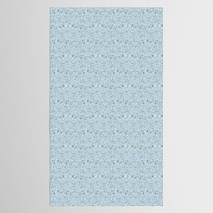 Blue and Gray Modern Florals Tablecloth Gallery Image 2