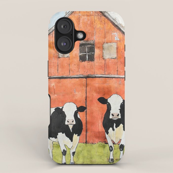 Two Cows and a Red Barn Watercolor iPhone Case Gallery Image 1