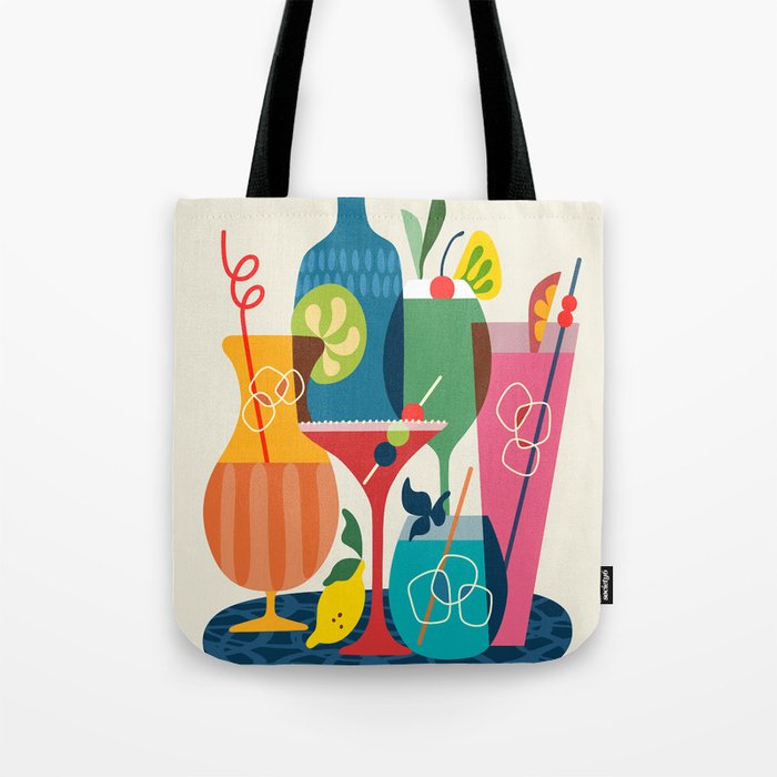 Mid Century Modern Cocktails Tote Bag Gallery Image 1