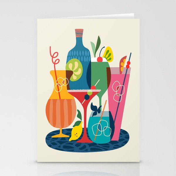 Mid Century Modern Cocktails Stationery Card Gallery Image 1