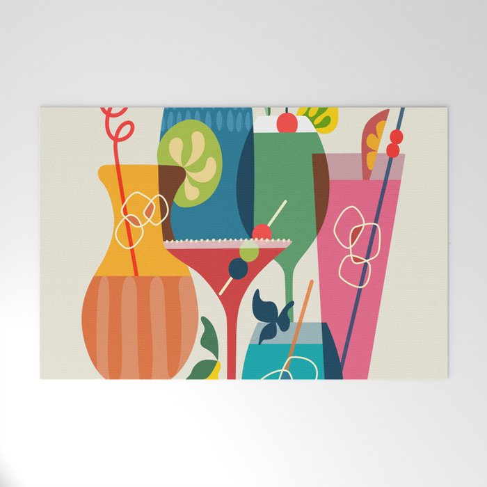 Mid Century Modern Cocktails Welcome Mat Gallery Image 1