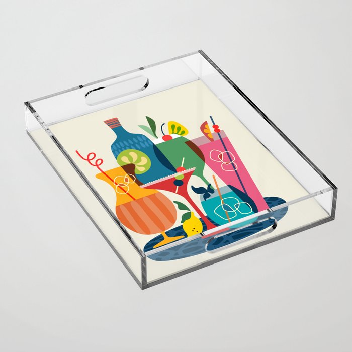 Mid Century Modern Cocktails Acrylic Tray Gallery Image 1