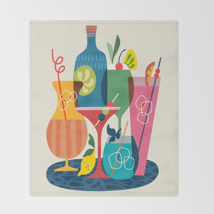 Mid Century Modern Cocktails Throw Blanket Gallery Image 2