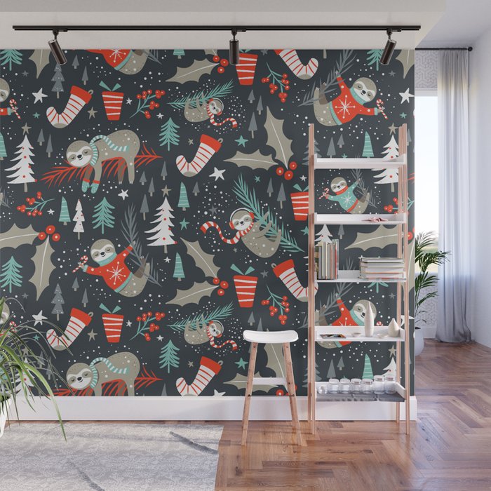 Slothy Holidays Wall Mural Gallery Image 1