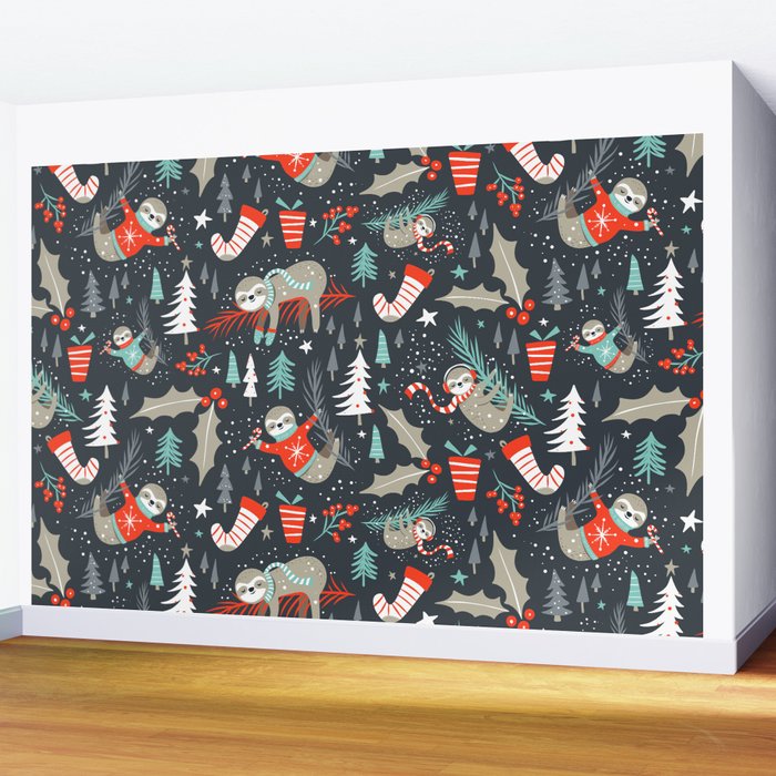 Slothy Holidays Wall Mural Gallery Image 2