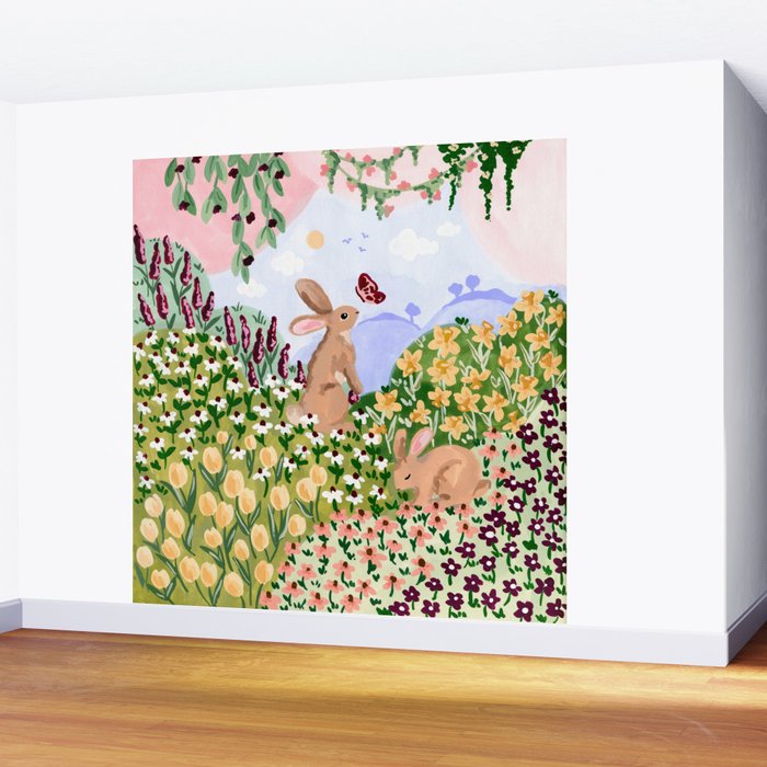 Spring Bunnies Wall Mural Gallery Image 2