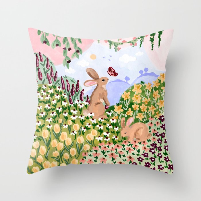 Spring Bunnies Throw Pillow Gallery Image 6