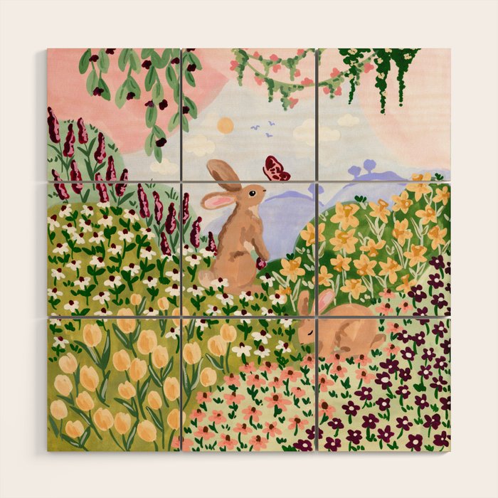 Spring Bunnies Wood Wall Art Gallery Image 1