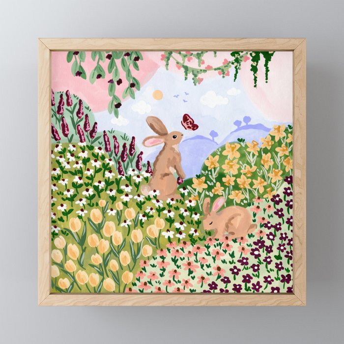 Spring Bunnies Mini Art Print Gallery Image 1