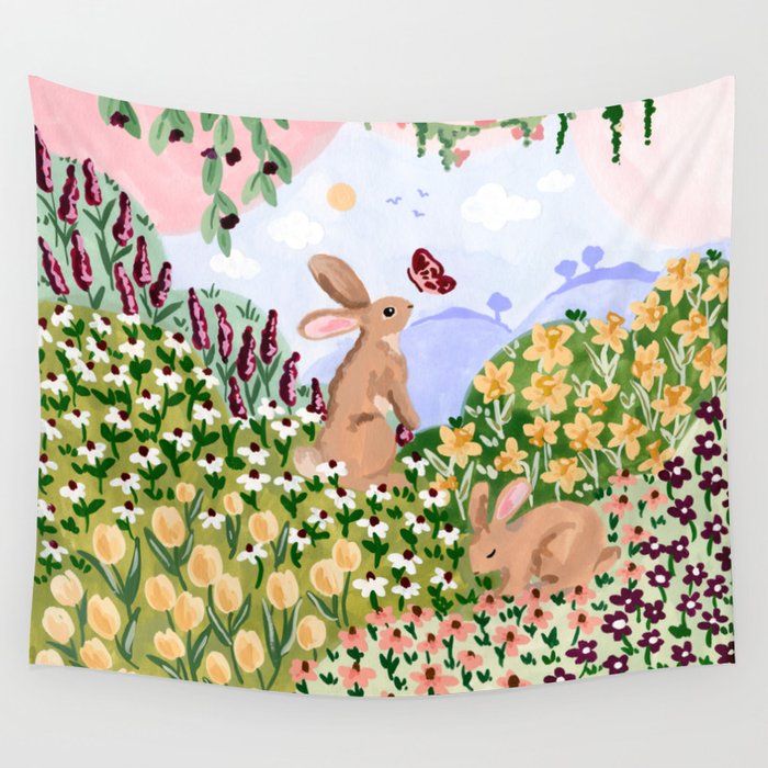 Spring Bunnies Wall Tapestry Gallery Image 4