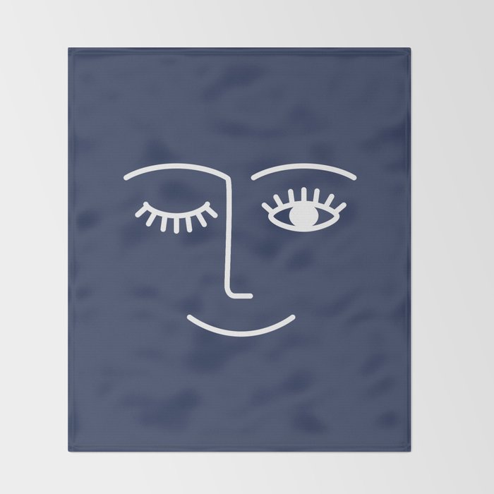 Wink (Navy) Throw Blanket Gallery Image 2