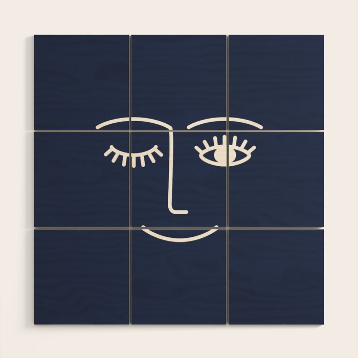 Wink (Navy) Wood Wall Art Gallery Image 1