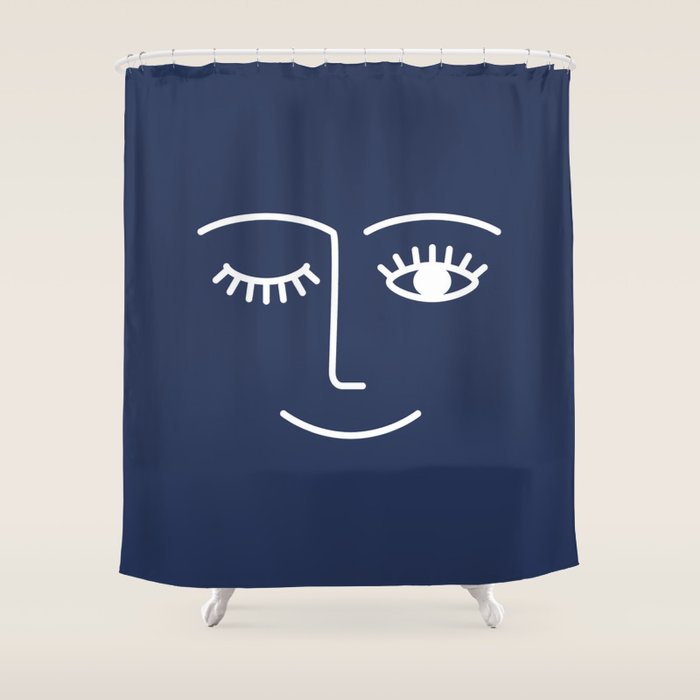 Wink (Navy) Shower Curtain Gallery Image 1