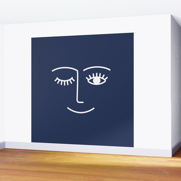 Wink (Navy) Wall Mural Gallery Image 2