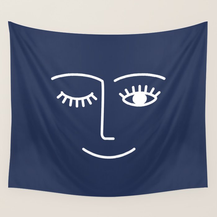 Wink (Navy) Wall Tapestry Gallery Image 1