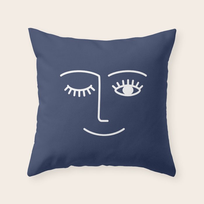 Wink (Navy) Throw Pillow Gallery Image 6