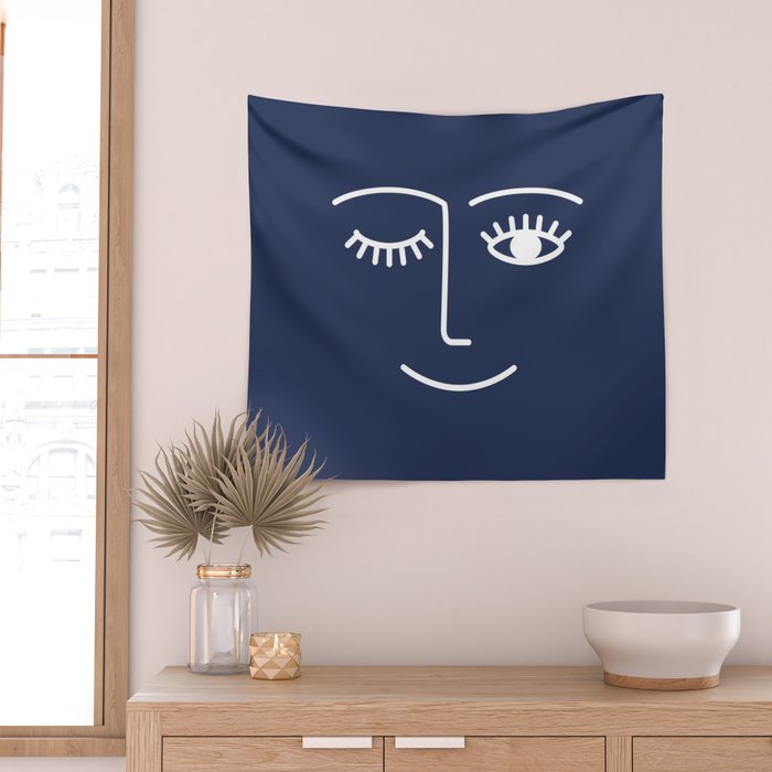Wink (Navy) Wall Tapestry Gallery Image 2