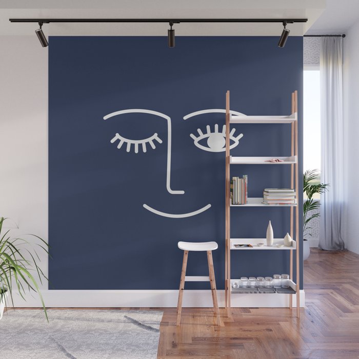 Wink (Navy) Wall Mural Gallery Image 1