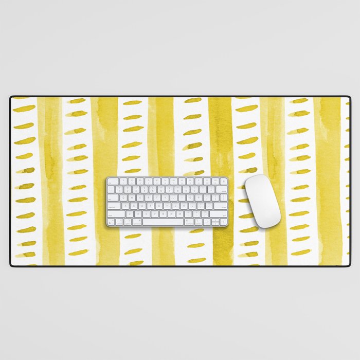 Watercolor lines - yellow Desk Mat Gallery Image 1